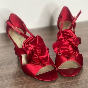 Ann Marino, Women, red, satin, high heel, sandal, approximate 3.5 inch heel, NEW